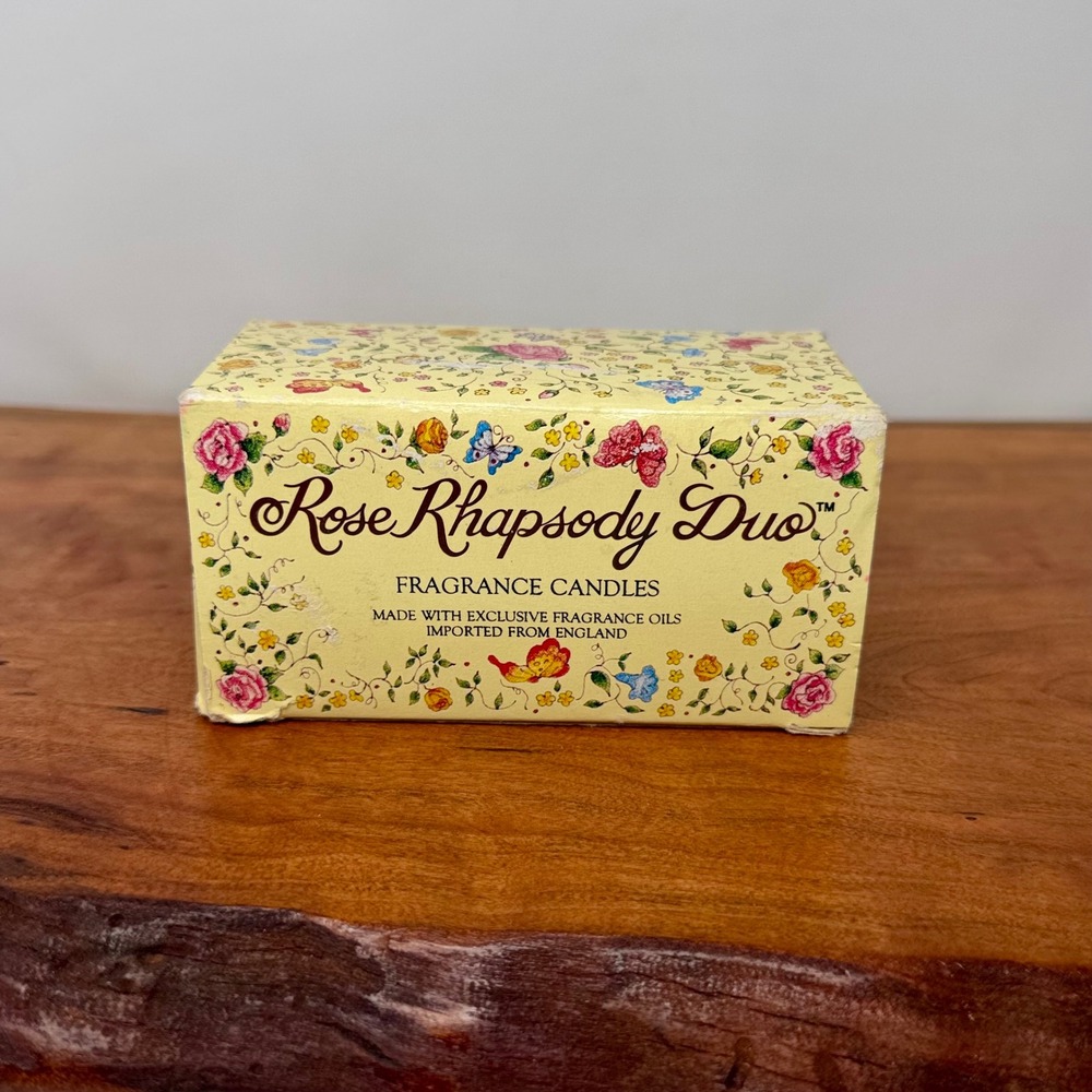 Vintage 1983 Rose Rhapsody Duo Fragrance Candles Woody Rose Floral Tins